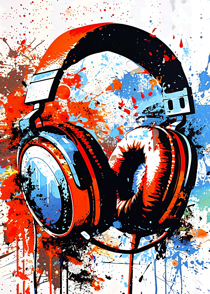 Abstract Colorful Splatter Art Headphones