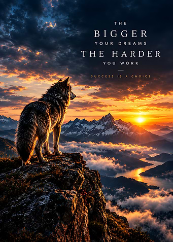 Wolf Standing on Mountain Peak Poster