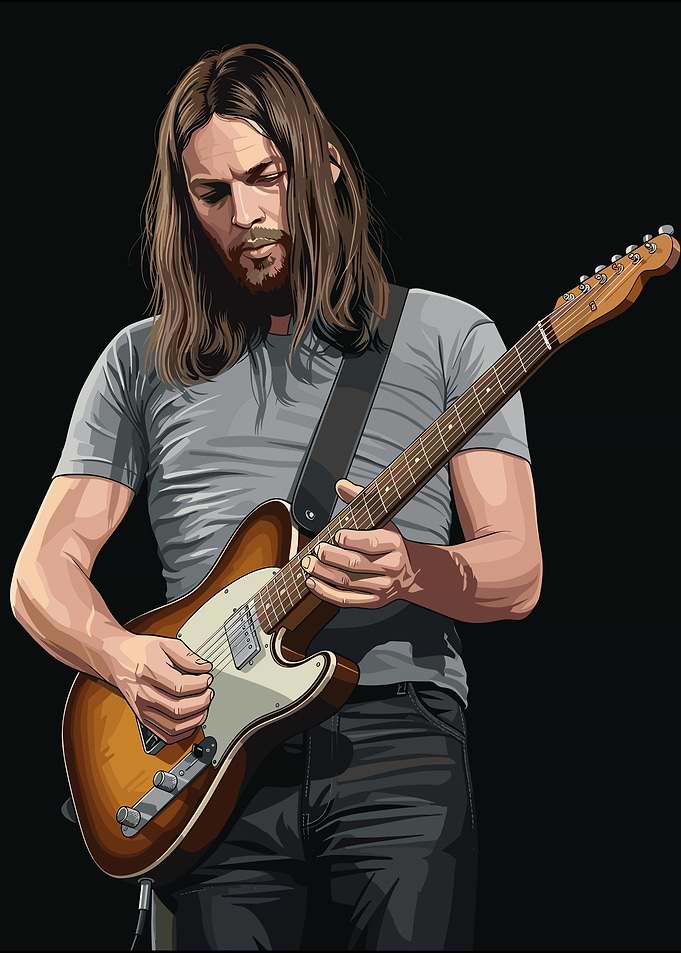 David Gilmour Playing Electric Guitar