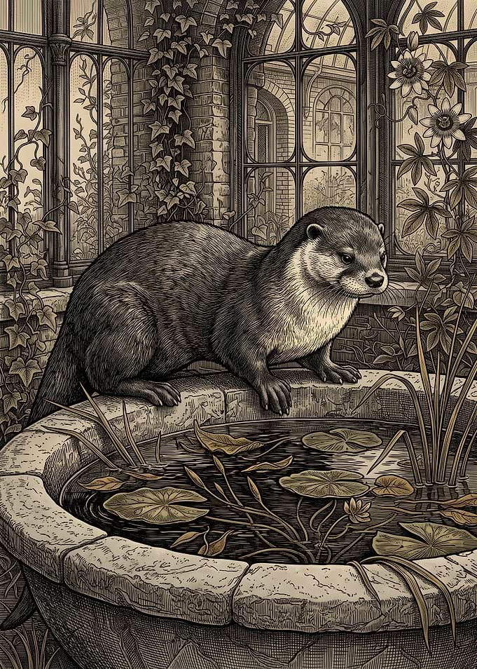 Otter by a Greenhouse Pond