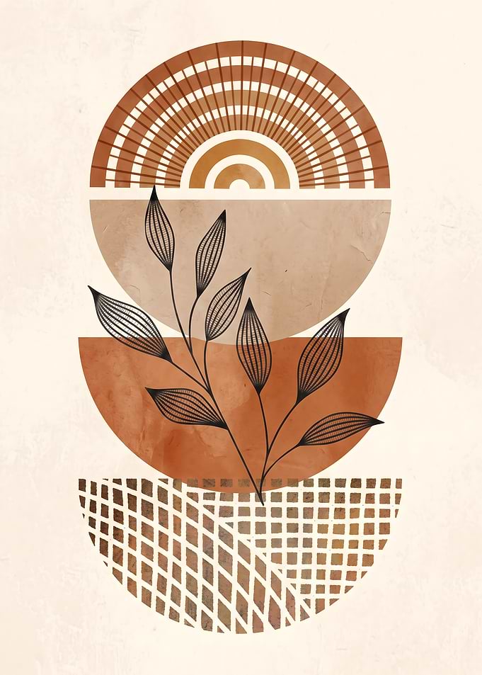 Boho Abstract Botanical Wall Art