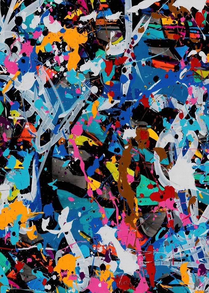 Vibrant Abstract Paint Splatter Art