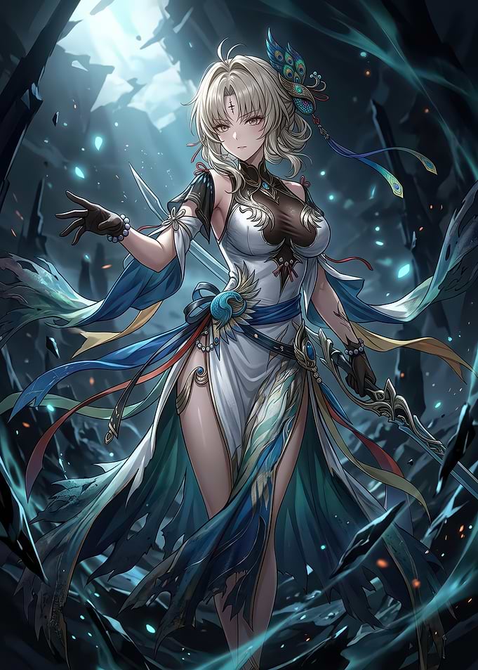 Elegant Anime Warrior in Battle