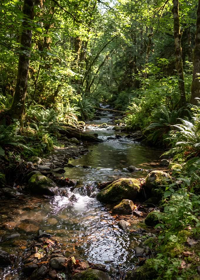 Sunlit Forest Stream