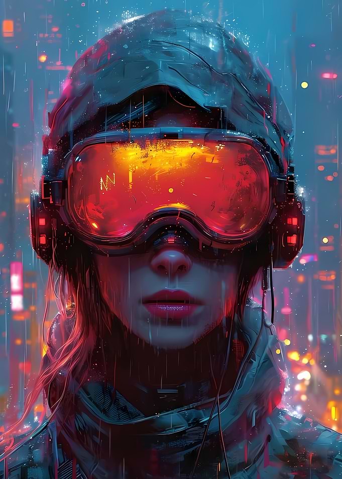 Cyberpunk Soldier with Glowing Goggles