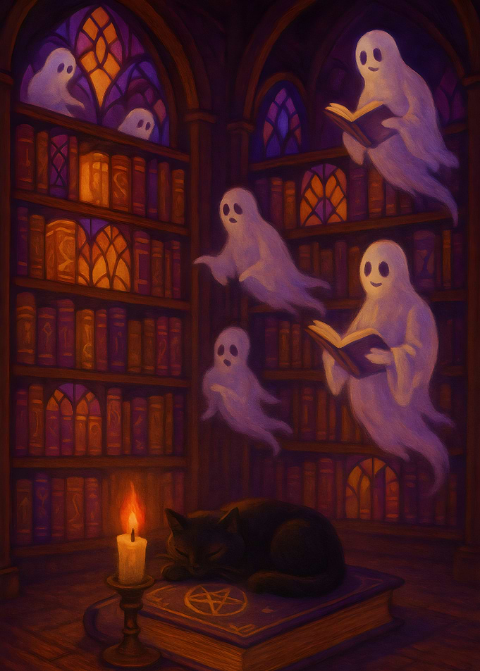Halloween Ghosts Library Black Cat Book