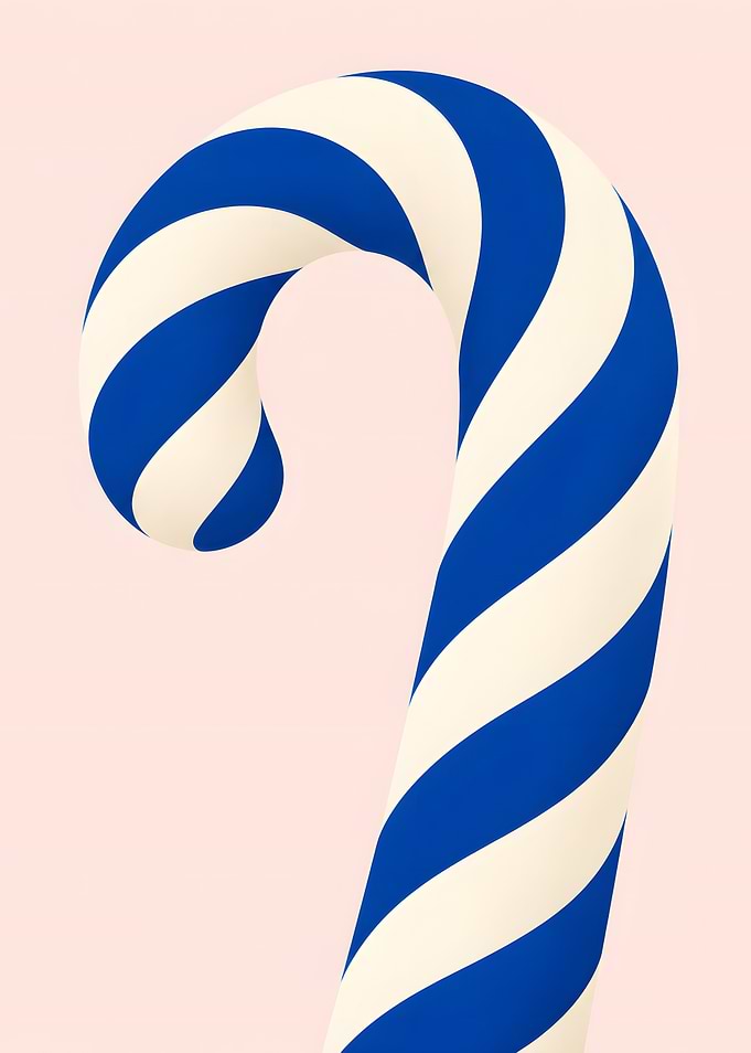 Minimalist Blue and White Candy Cane