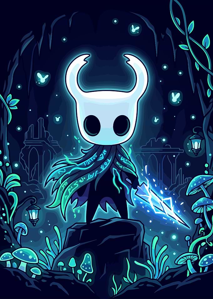 Hollow Knight Glowing Blue Warrior
