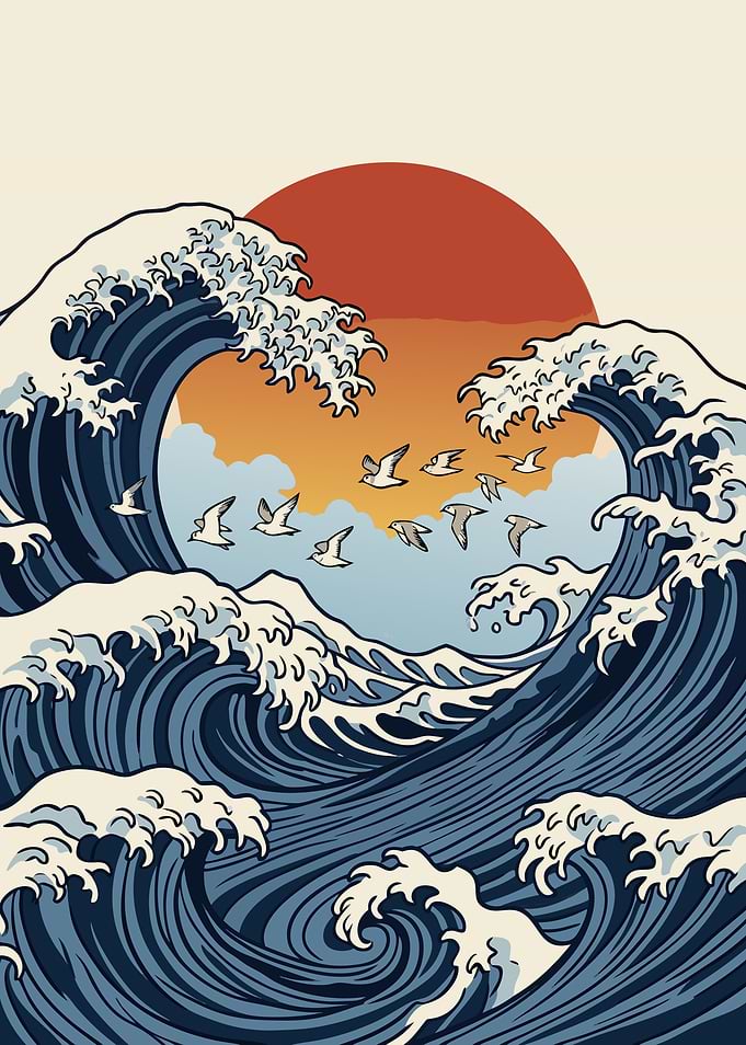 Japanese Style Ocean Wave Art