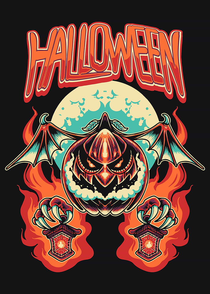 Spooky Halloween Pumpkin Illustration