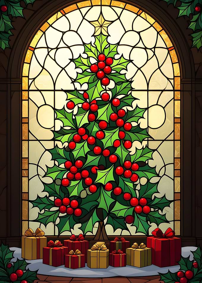 Stained Glass Christmas Tree Illustration
