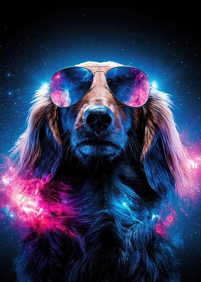 Cool Space Dachshund with Sunglasses