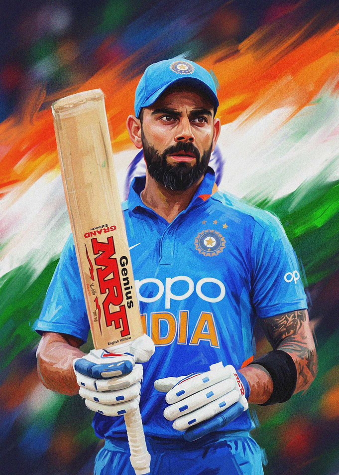 Virat Kohli Cricket Portrait Art