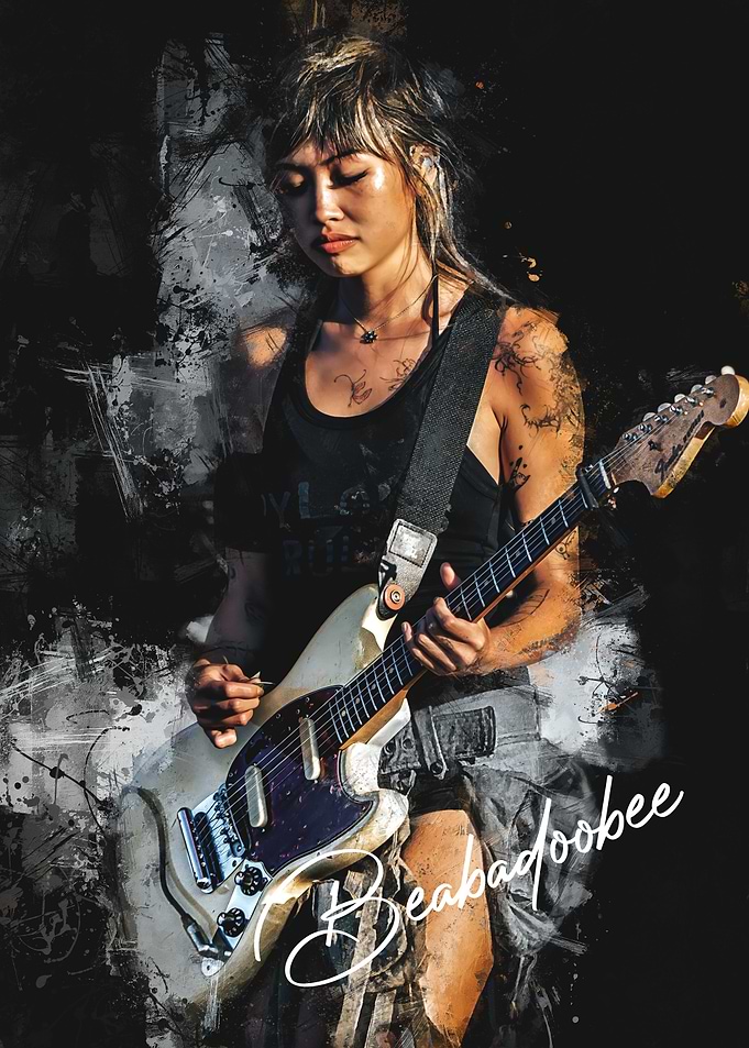 Beabadoobee Playing Electric Guitar Portrait