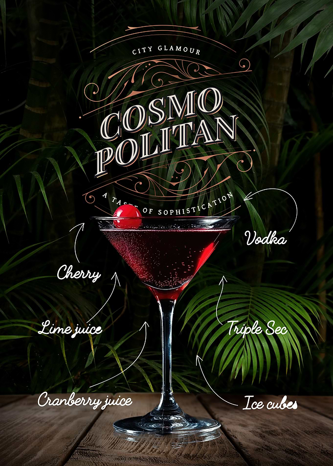 Cosmopolitan Cocktail Recipe Poster