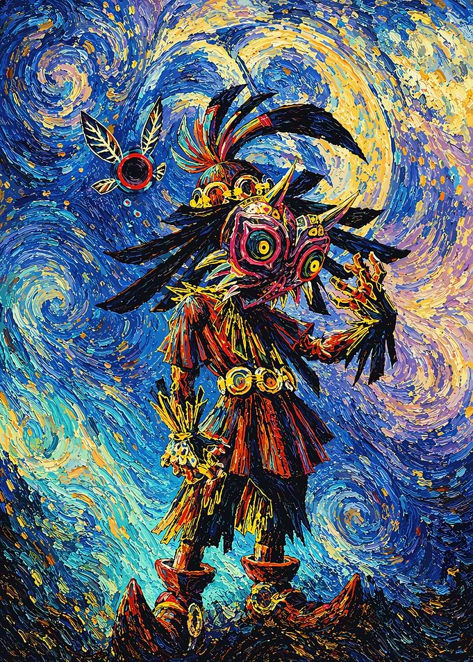 Skull Kid in Starry Night Style