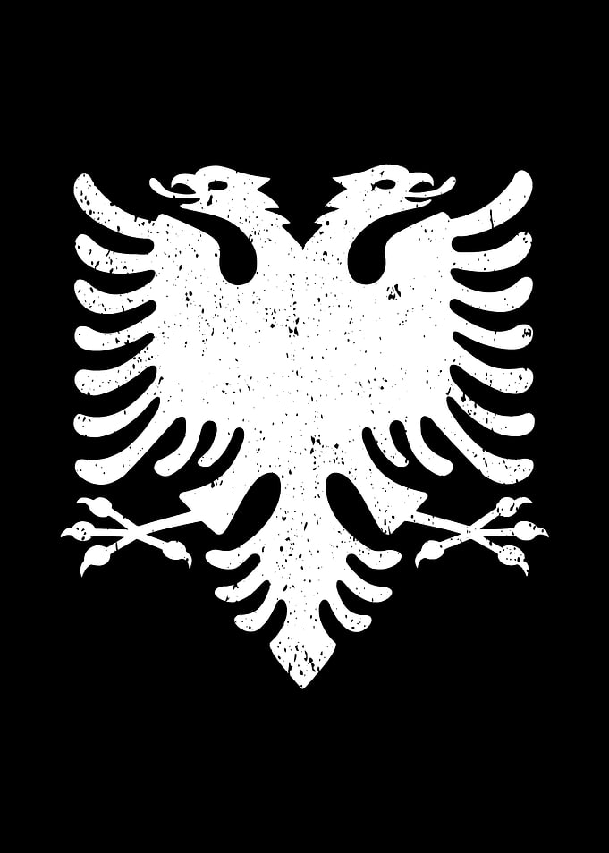 Distressed Albanian Double-Headed Eagle Emblem