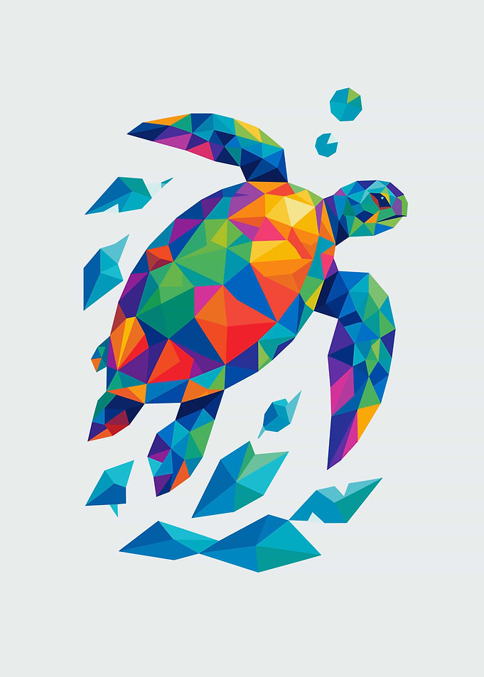 Geometric Low Poly Sea Turtle