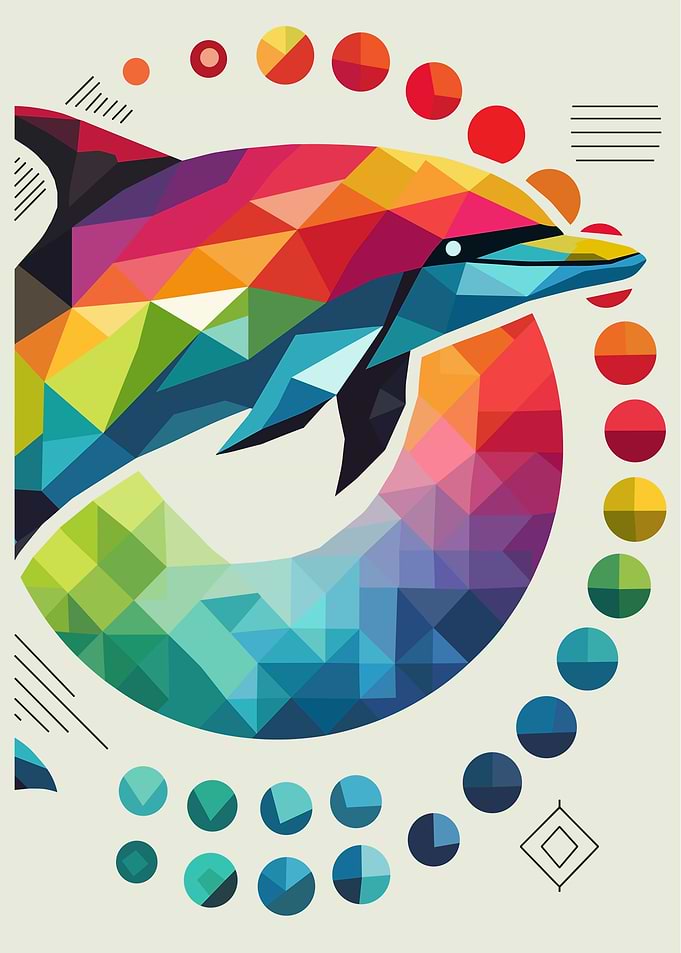 Geometric Low Poly Dolphin Art