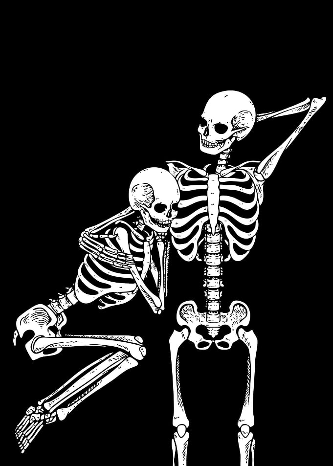 Two Skeletons Embracing Illustration