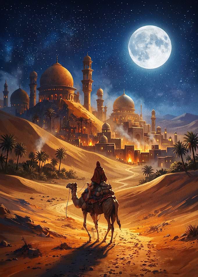 Desert Night Camel Fantasy Art