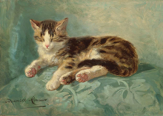Sleeping Tabby Cat Oil Painting