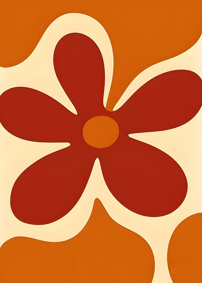 Retro 1970s Style Floral Graphic