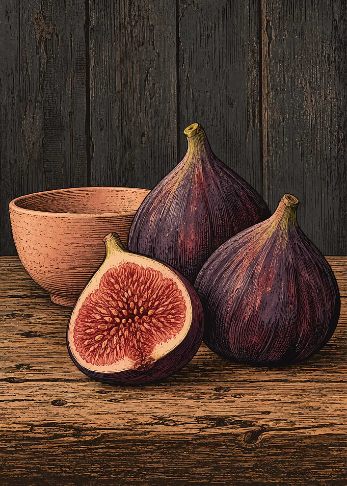 Still Life Illustration of Fresh Figs