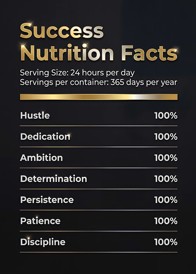 Success Nutrition Facts Motivational Poster