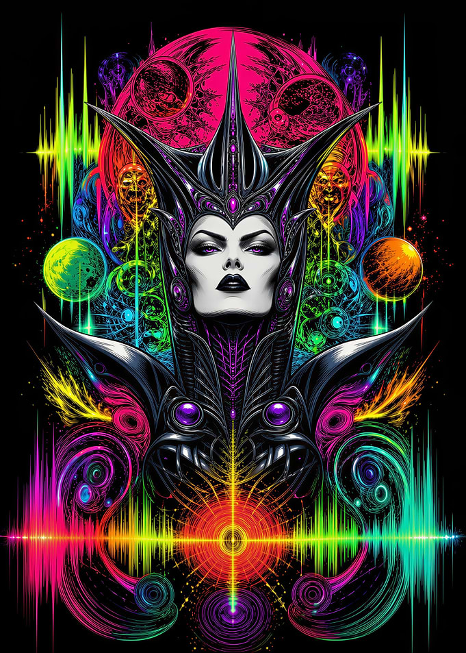 Neon Cosmic Queen Fantasy Portrait