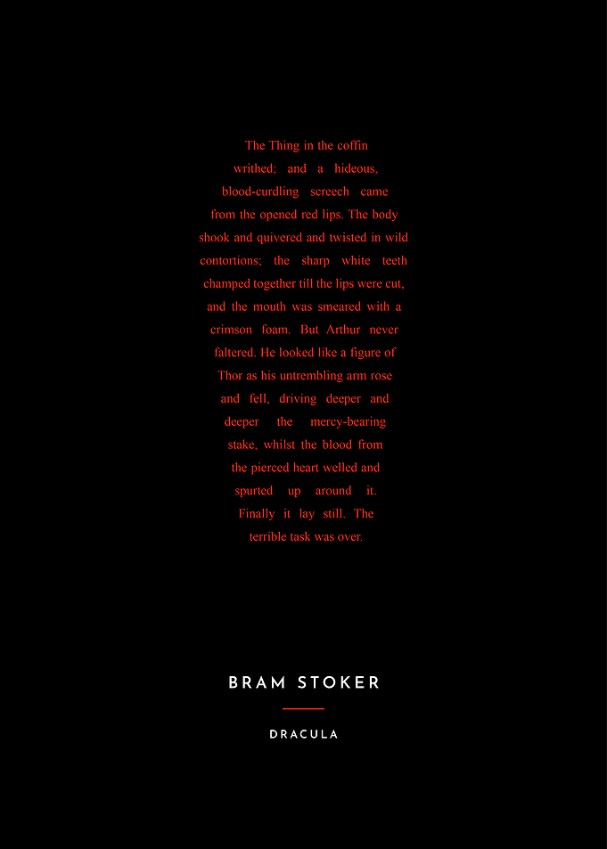 Dracula Gothic Horror Typography Art - Bram Stoker Classic Literature