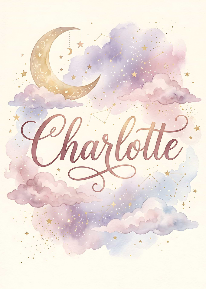 Personalized Charlotte Celestial Watercolor Art