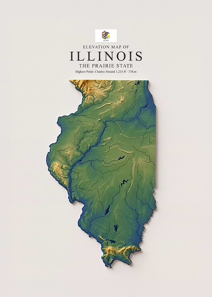 Elevation Map of Illinois