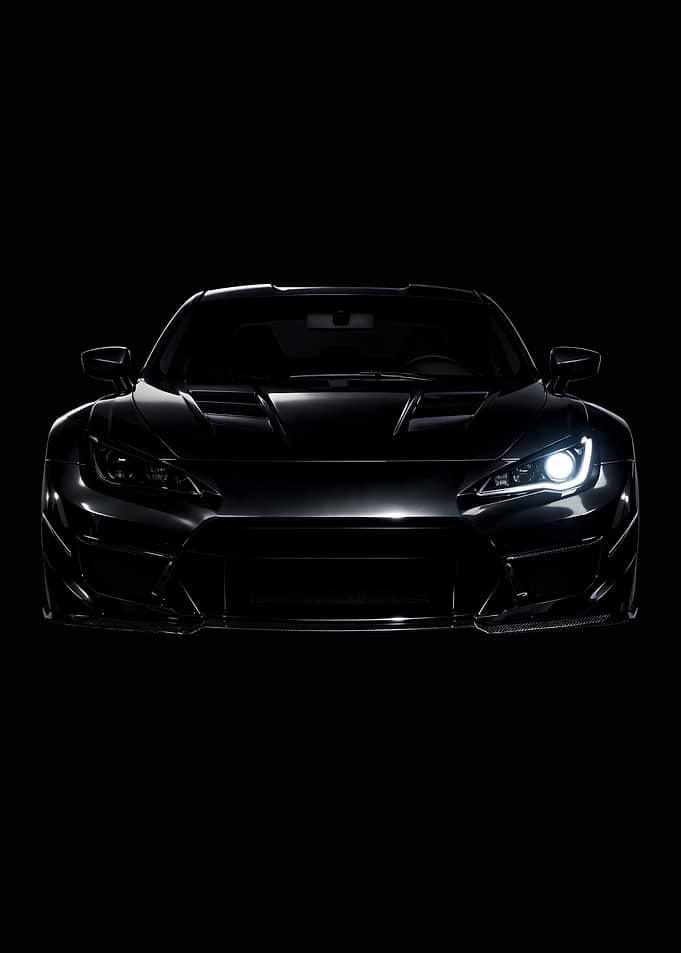 Aggressive Black Sports Car Front View