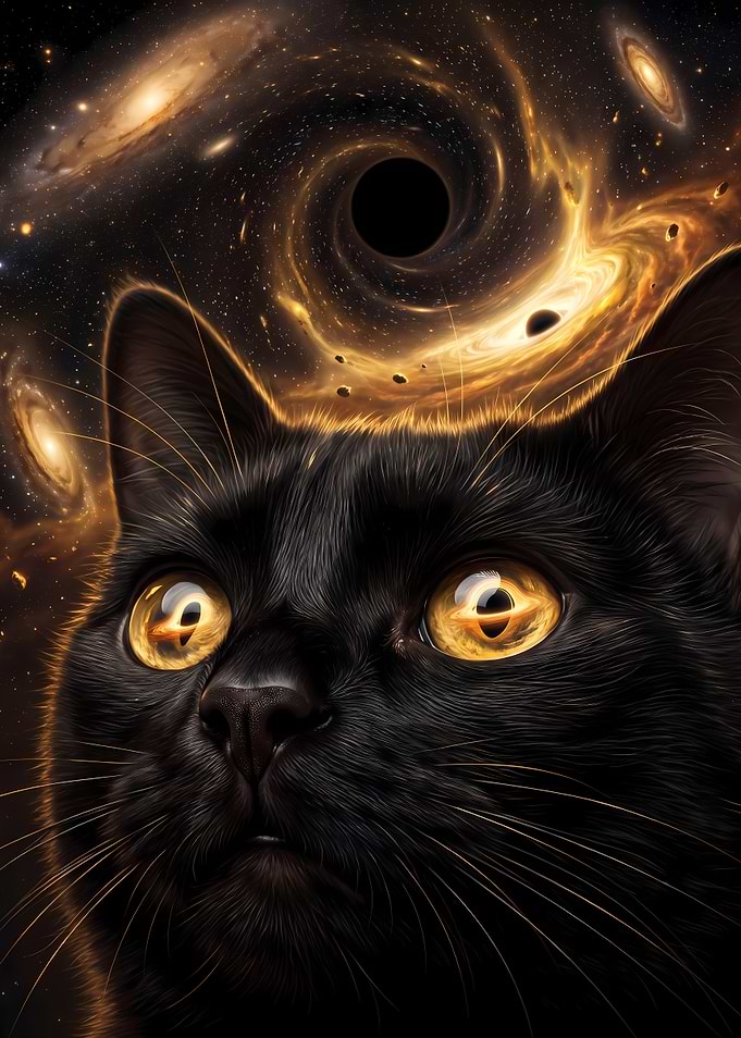 Black Cat with Cosmic Eyes
