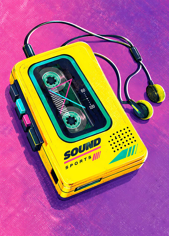 Retro Yellow Cassette Player Illustration