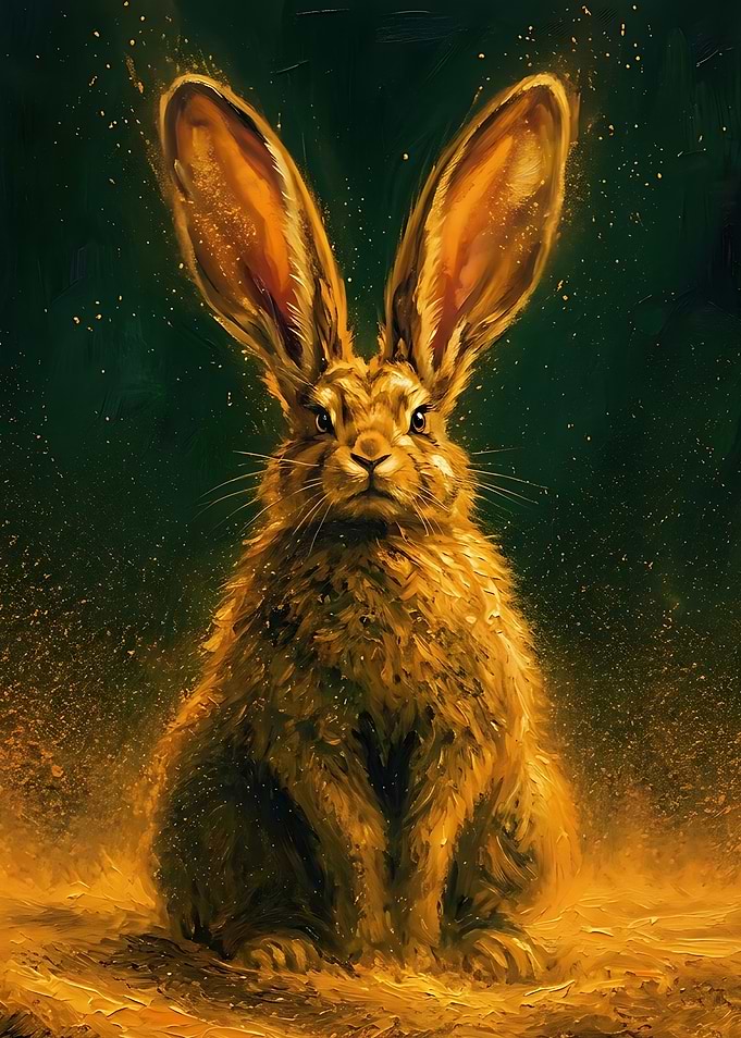 Golden Glowing Rabbit Portrait