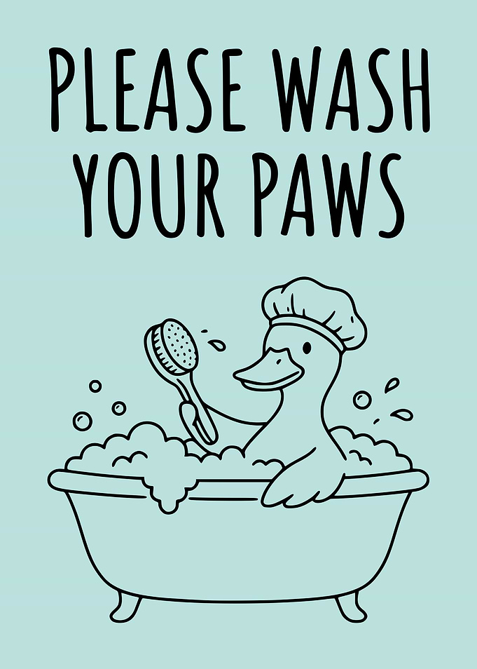 Please Wash Your Paws Duck Sign