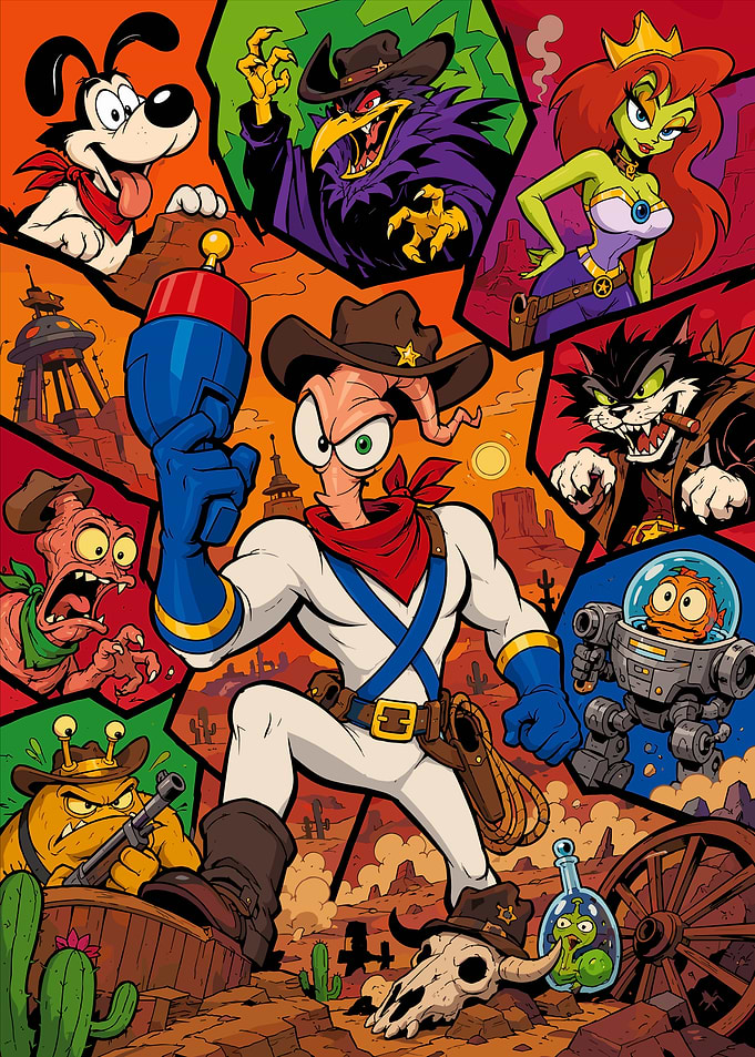 Earthworm Jim Western Adventure Poster