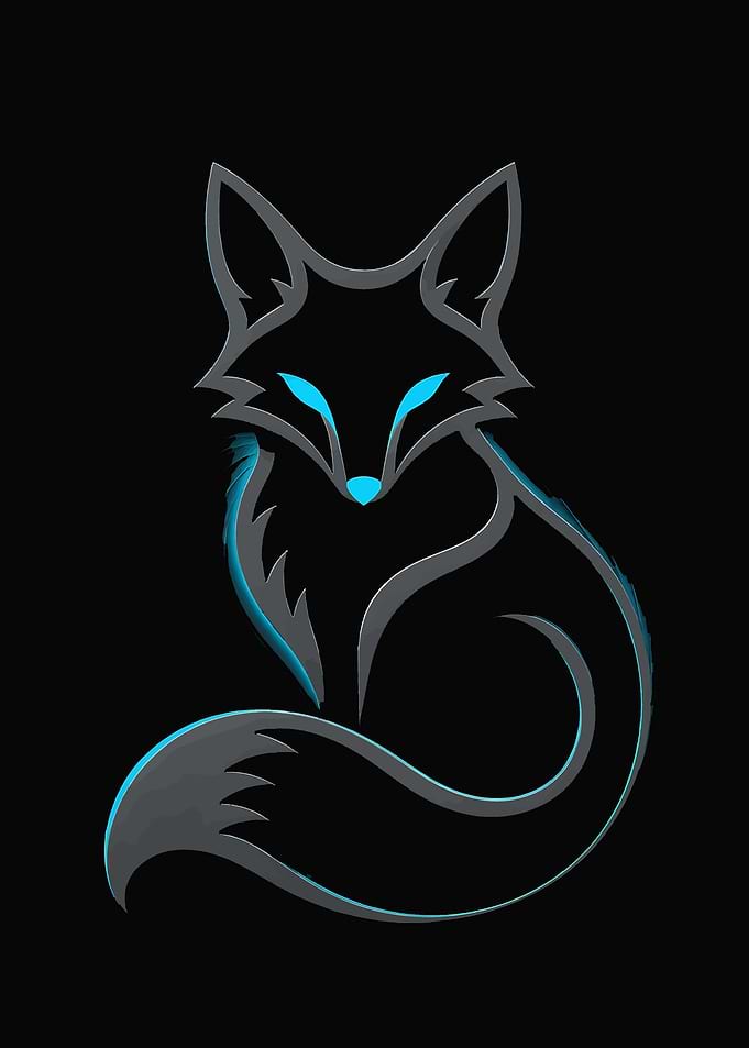 Minimalist Neon Blue Fox Logo