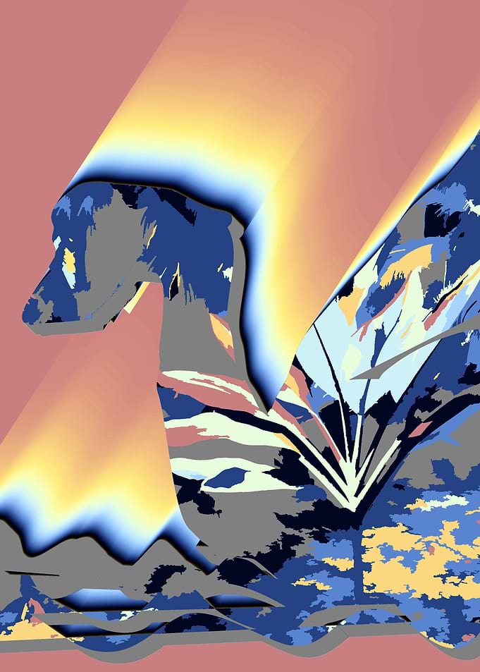Abstract Stylized Swan Silhouette Art