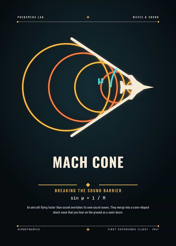 Mach Cone Aerodynamics Infographic Poster