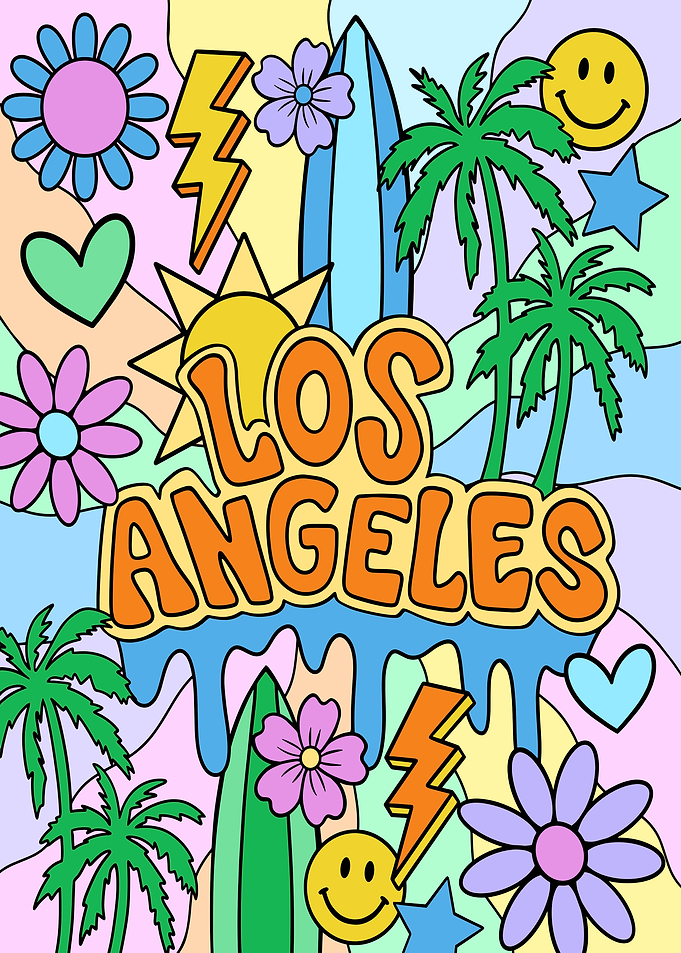Retro Los Angeles Groovy Poster