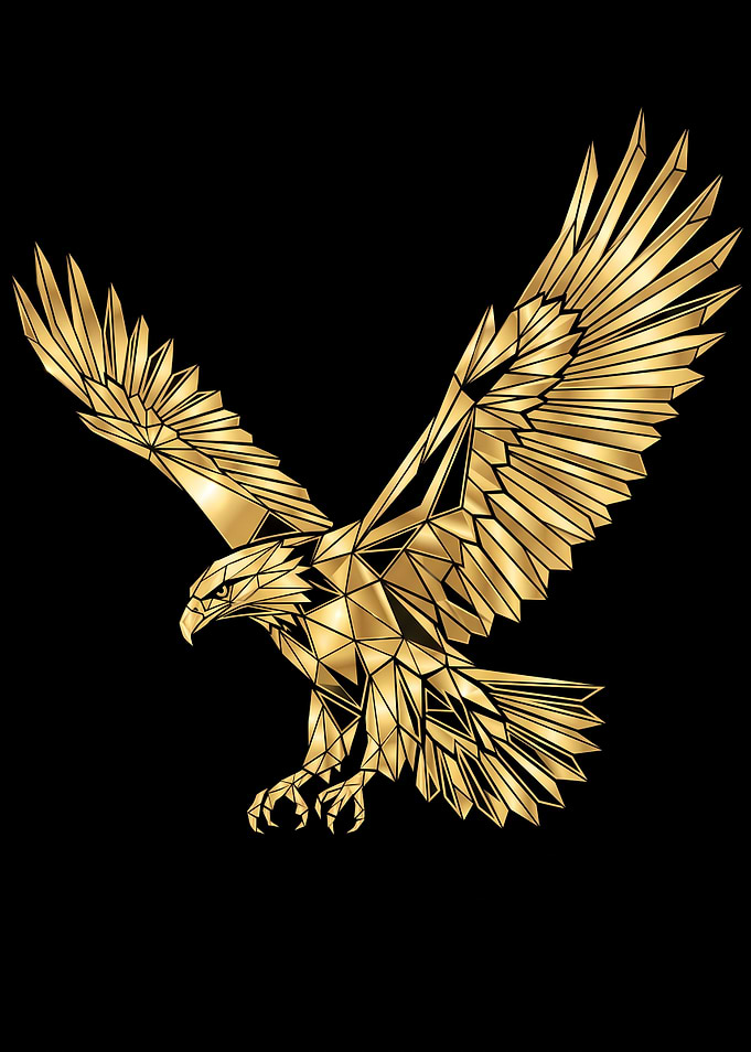 Geometric Gold Eagle Illustration
