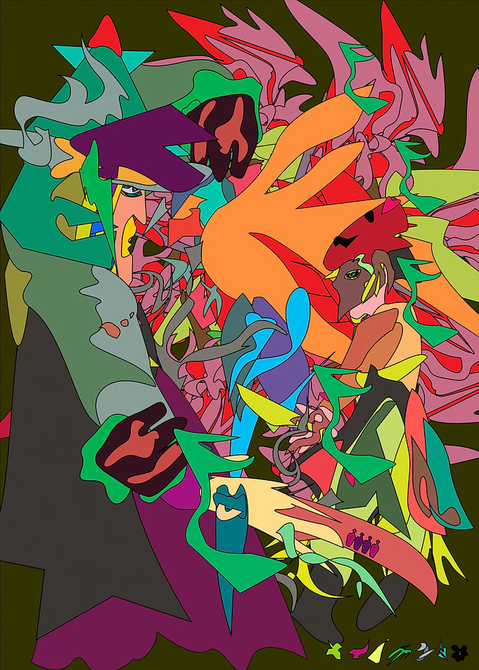 Abstract Colorful Figurative Composition