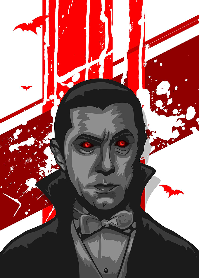Dracula Portrait with Red Splatter