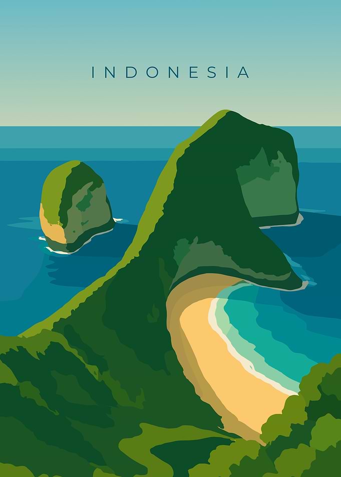 Indonesia | Minimal Vintage Travel Poster