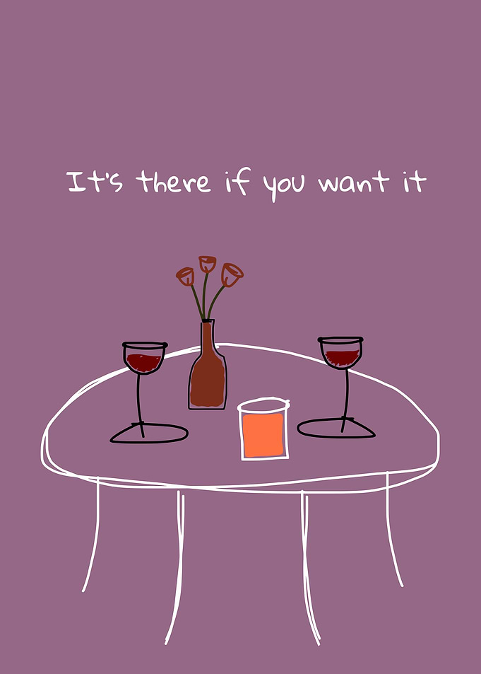 Minimalist Wine Date Illustration