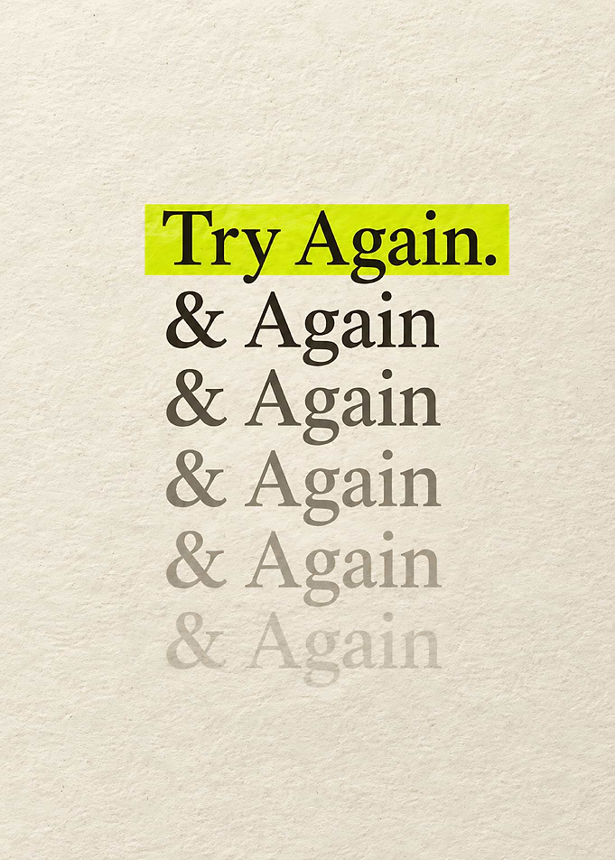Try Again Inspirational Text Art