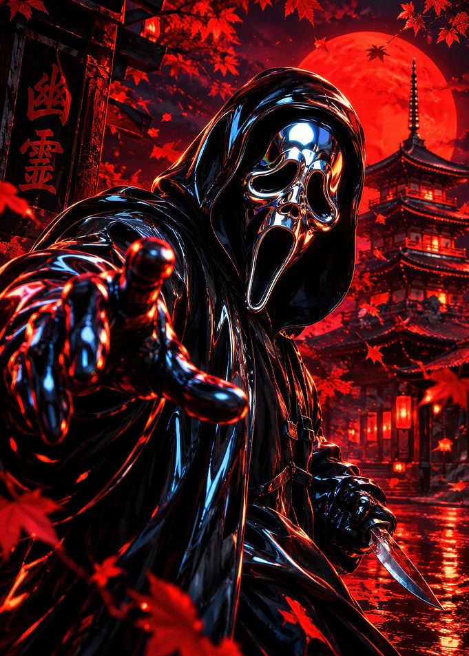 Ghostface in Japanese Temple Setting